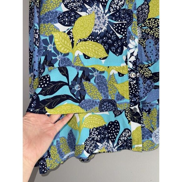 Habitat Floral Blouse Top Flare Flutter Sleeve Tiered Artsy Drapes Classic Large - Picture 6 of 16